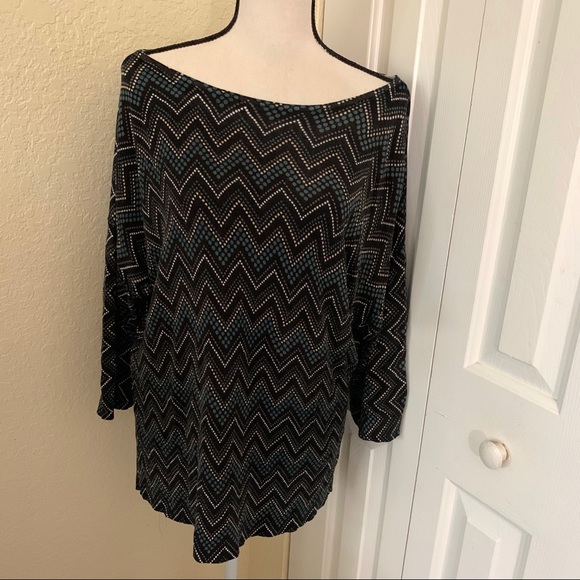 White House Black Market Tops - WHBM Chevron Printed Sleeve Off Shoulder Blouse
